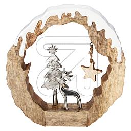 Baumstamm mit Rentier und Schnee 29cm 74444